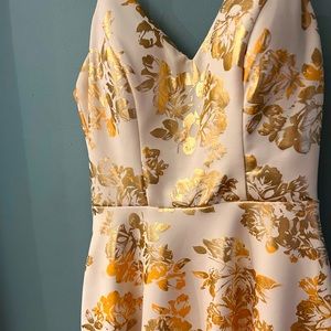 Windsor Gold & Cream Floral Dress — Ideal for Homecoming, Events and Cocktails